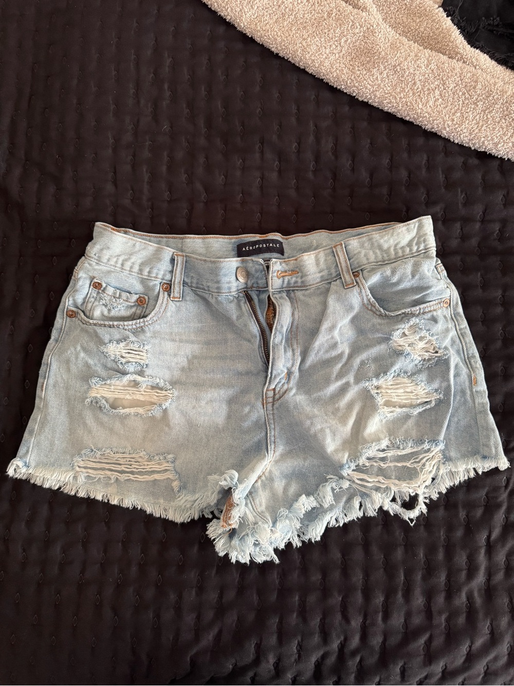 Aeropostale Light Wash Distressed Denim Shorts